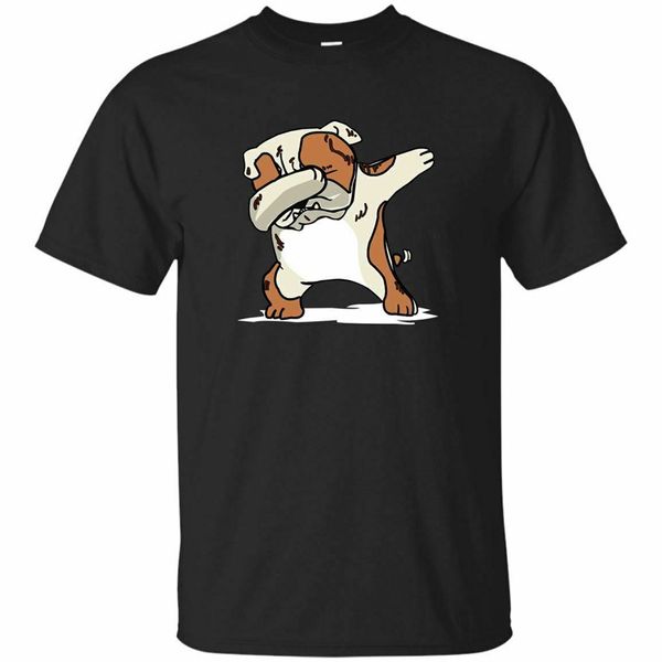 

новый английский бульдог симпатичные прикладывая t-shirt забавный dab танец подарков черный navy рубашки мужской женский tee shirt