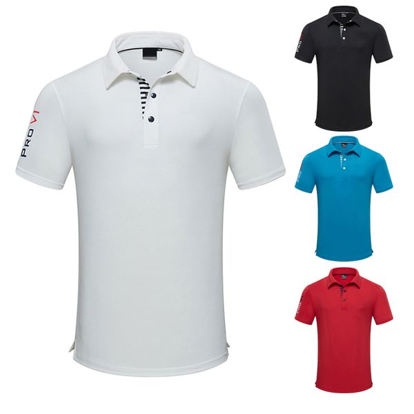 

golf men's short-sleeved t-shirt polo shirt breathable wicking sweat and moisture loose golf clothing summer new style, Black;blue