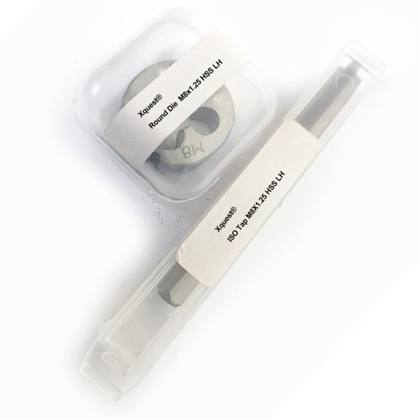 

2pcs hss left hand metric thread tap and die set m8 m8x1.25 m8x1 m8x0.75 lh machine straight flute plug taps round dies sets