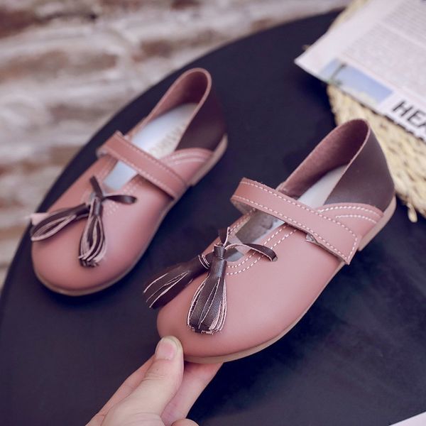 

2020 new children' girls shoes non-slip leather princess shoes autumn fashion bow kids casual shoe pink sc210, Black;grey