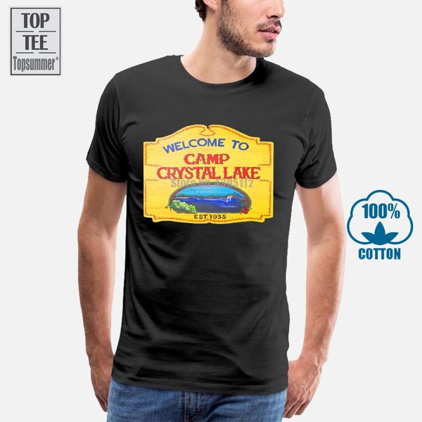 

2017 new men t shirt new camp crystal lake vintage sign the 13 friday jason horror 13th t shirt