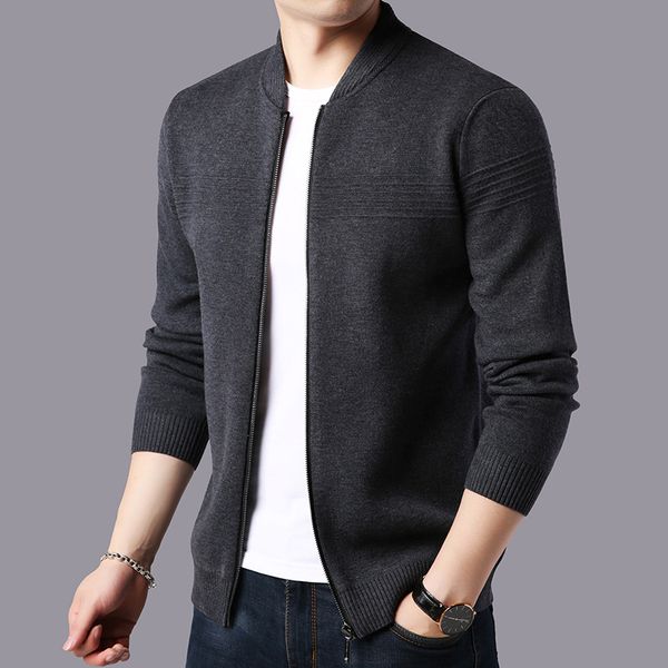 

2020 brand sweater coat men clothes new arrivals autumn winter thick warm zipper coats cashmere wool solid color cardigan men, White;black