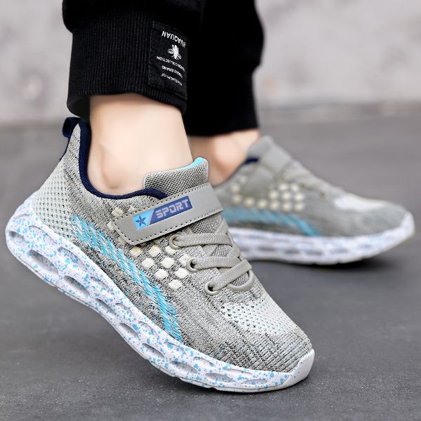 

boys shoes 2020 autumn new children sports shoes breathable flying woven non-slip running shoes for primary and secondary school students on, Black