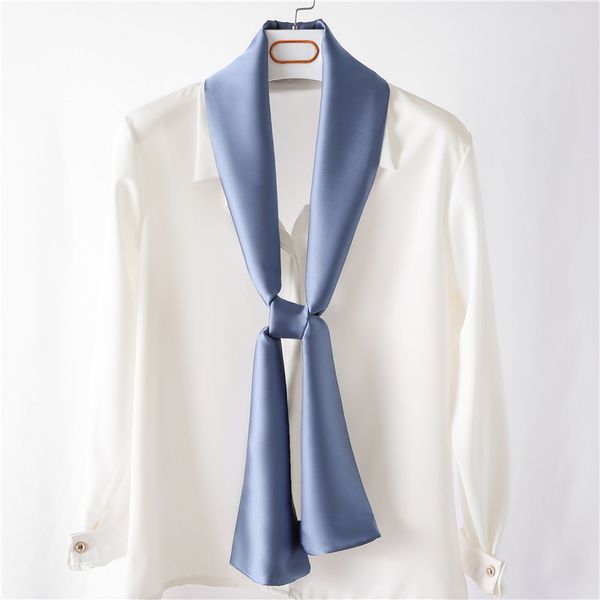

голова женщины длинный шелковый шарф мода solid color satin шарф управление шеи шарф для леди пояса шейный, Blue;gray