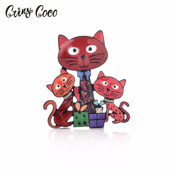 

cring coco cute cat brooch pins smooth artificial for women collar hats accessories four color enamel brooches pin girls gifts, Gray
