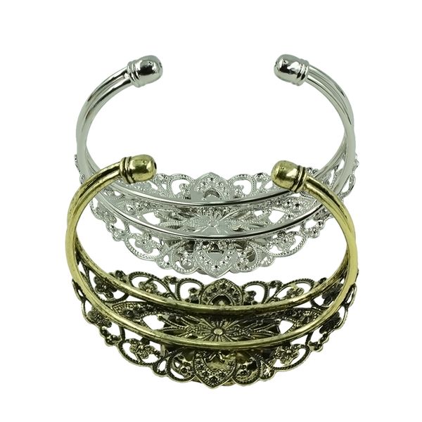 

4pcs antique blank round cabochon bezel setting diy bracelet bangle 25mm, Golden;silver