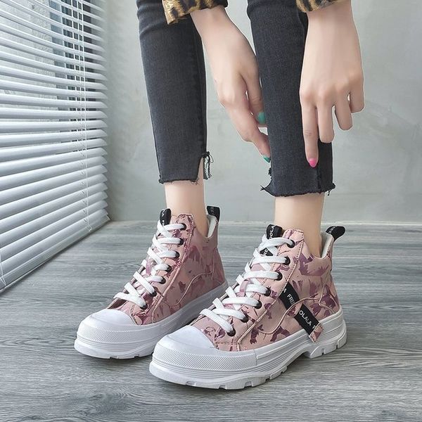 

2020 женская обувь повседневная кроссовки осень зима boots high-top pu leathable кроссовки trend flats обувь хлопок, Black