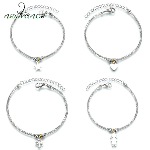 

nextvance new heart star tree beads bracelet stainless steel girl pendant chain bracelet for women gift dropshipping, Black