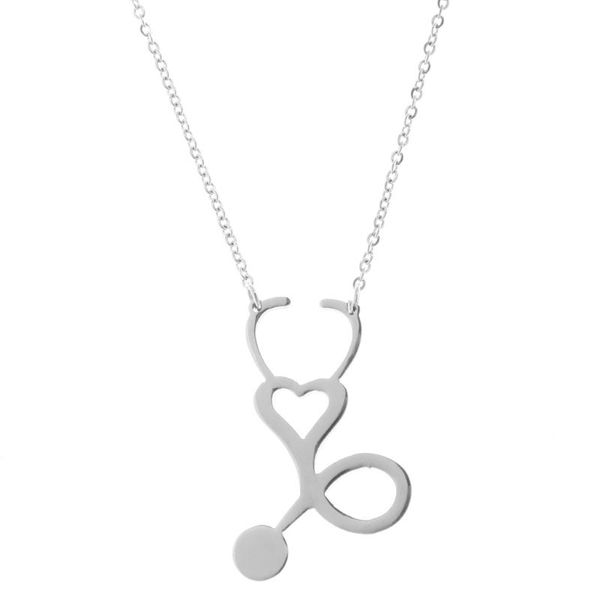 

chains stainless steel heart crystal rhinestone pendant necklace, Silver