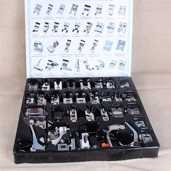 

32pcs mini domestic sewing machine braiding blind stitch darning presser foot feet kit set for brother singer janome(front ), Black