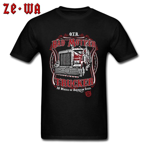 

bad mother trucker футболки мужчины лето / осень топы тис тис комфортные фуфайки crew neck 100% хлопок топы