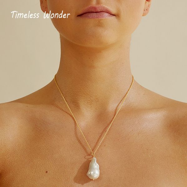 

timeless wonder glam нерегулярное природный жемчуг цепи ожерелье женщин ювелирные изделия конструктора top trendy boho ins сладкий подарок k, Golden;silver