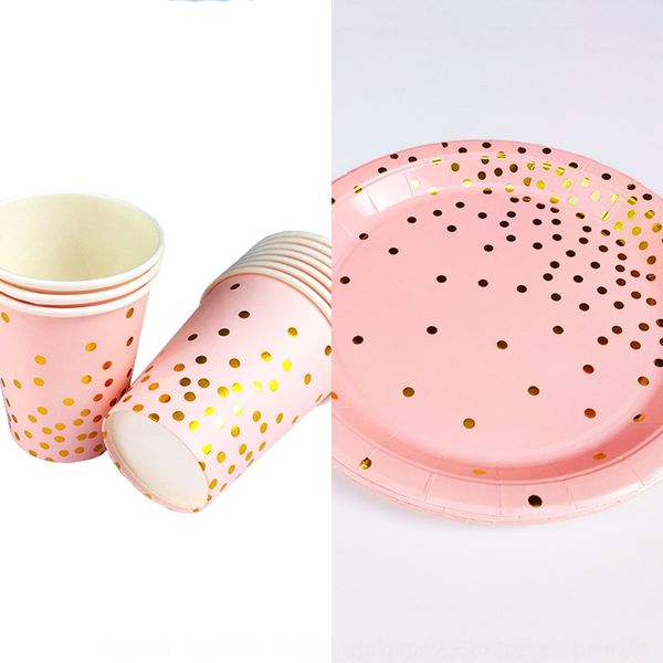 

2020 золочение розовый белый горошек набор утолщенный одноразовые снэк бумажный стаканчик 2020 золочение розовый белый горошек посуда посуда
