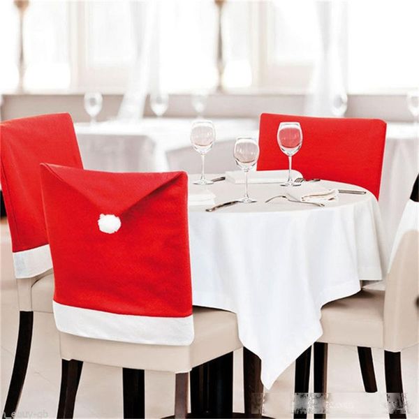 

santa clause red hat chair back covers christmas dinner table seat chair cover for christmas party decoration 50*65cm