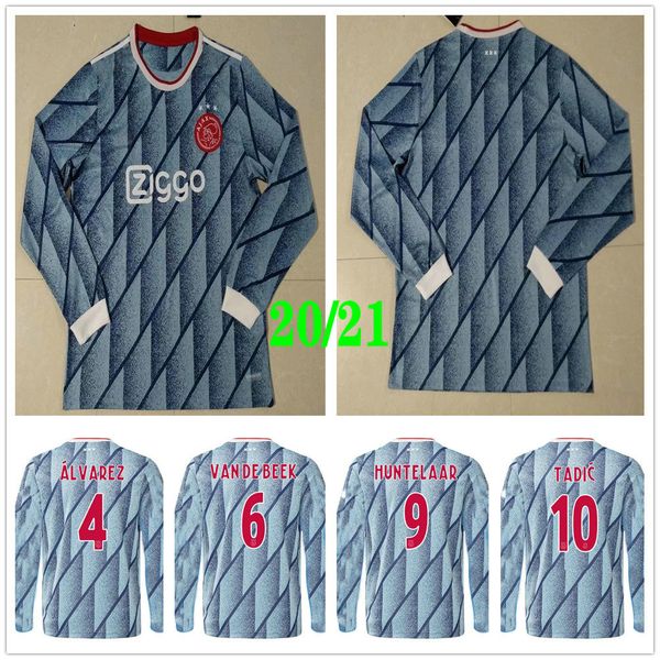 

2020 2021 ajax fc long sleeve soccer jerseys de ligt van de beek tadic ziyech de jong neres nouri huntelaar custom football shirt, Black