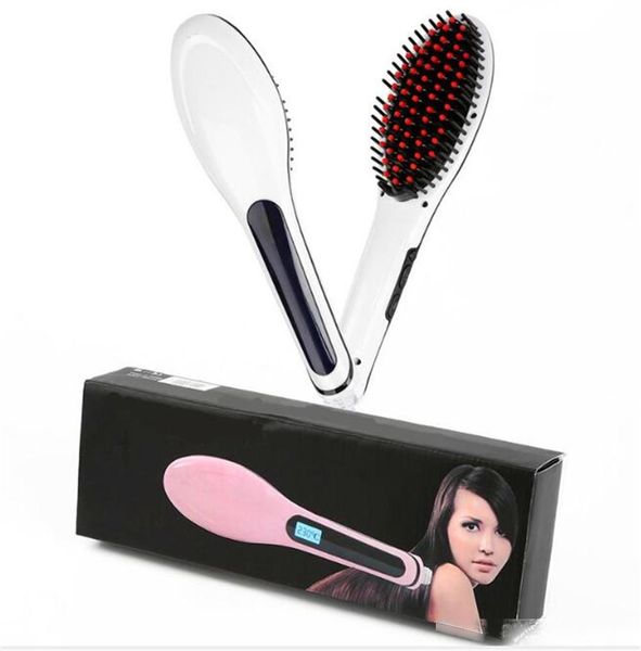 

beautiful star comb hair straightener white pink straightening hair irons come with lcd display electric straight hair comb brush for women