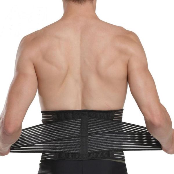 

lumbar support waist adjustable pain back supporting belts corrector tools sports brace weightlifting safety for fit x7s9, Black;gray