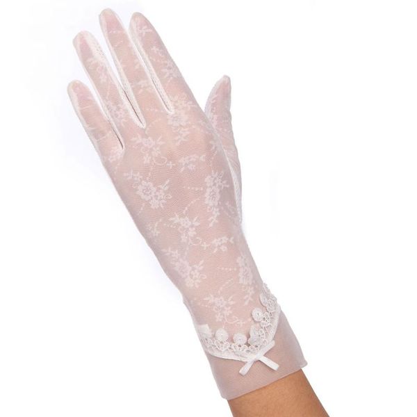 

five fingers gloves women' summer elegant lace transparent visible gary black pink white 4 colors luvas academia femmes #lr2, Blue;gray