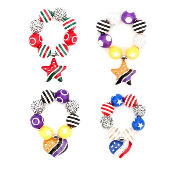 

girl's christmas gifts 1pc american flag bracelets for kids handmade chain charm bracelets, Black