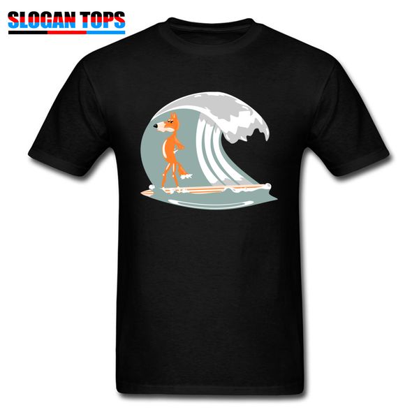 

t-shirt men fox surfer cartoon print t shirt simple summer tshirt custom no fade cotton black tees oversized
