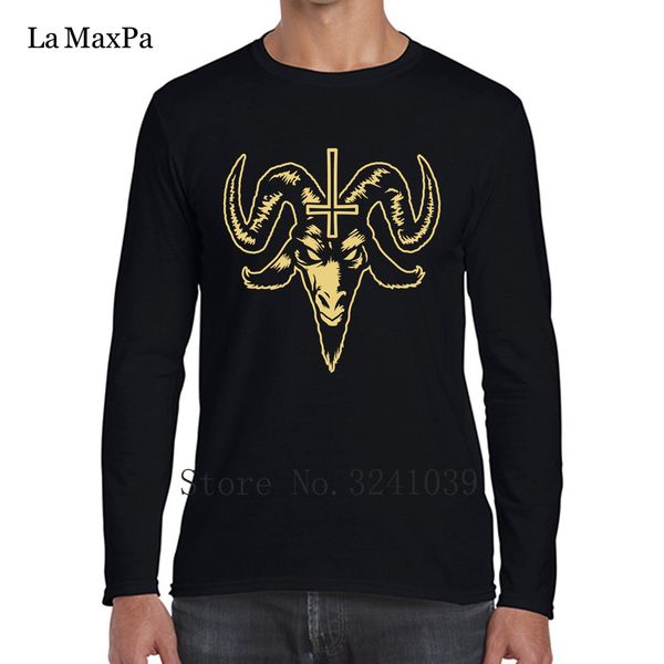

la maxpa the new comical satanic goat head with cross inverted men's tee shirt anti-wrinkle men t-shirt o-neck tshirt