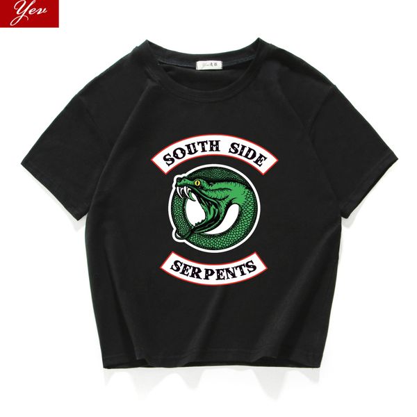 

fashion riverdale snake print cotton women tshirt casual t-shirt women o-neck loose crop summer cotton women