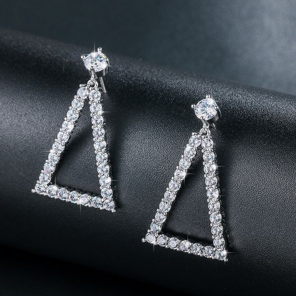 

weimanjingdian triangle cubic zirconia cz drop earrings for women or girls, Silver