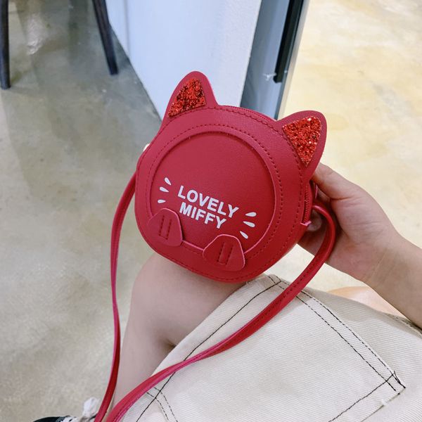 

kids girls cat student shoulder crossbody bags handbags gifts toys coins bags, White