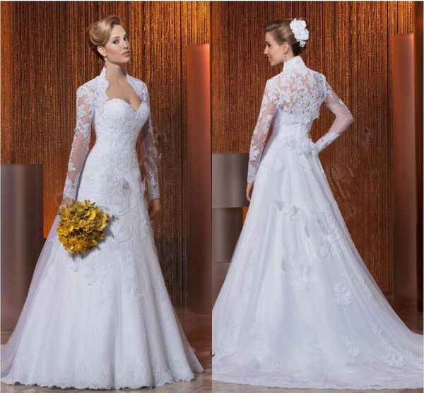 

vestido de noiva custom made vintage 2020 designer beautiful jacket lace wedding dresses bridal gowns aq160, White