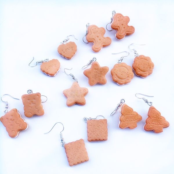 

2020 new handmade dangle drop earrings for women creative biscuit earrings cream biscuit personality fun bear earring wholesale, Silver