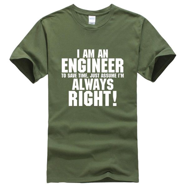 

i am an engineer printed letter summer 2019 men's t-shirts short sleeve cotton t shirt men harajuku jersey t-shirt ing, White;black