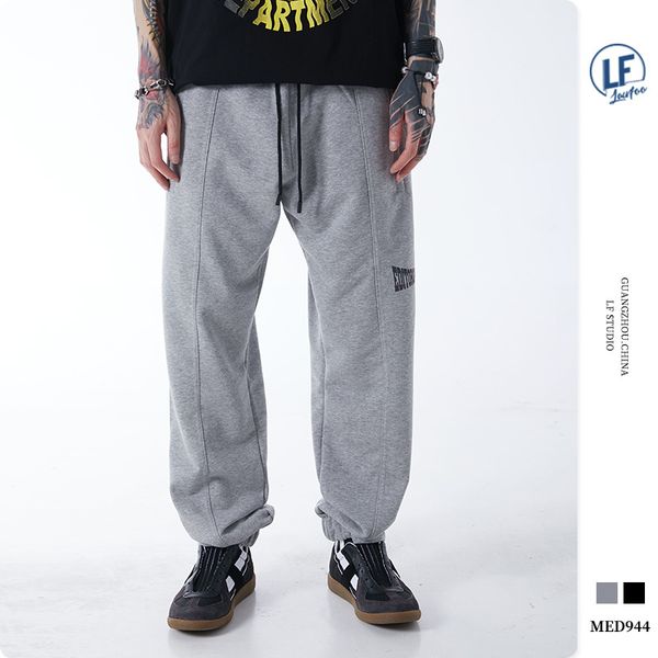 

lawfoo2020 spring and summer new style origional national trends men's wear reflective lettered sweatpants gymnastic pants men's, Black