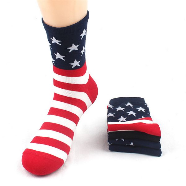 

men's socks men cotton 4pairs/lot autumn-winter colorful striped male and fashion national flag, Black