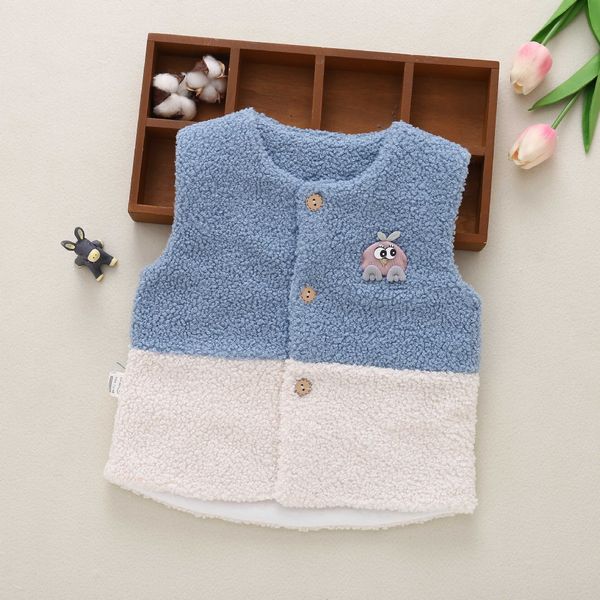 

new spring and autumn vest cotton waistcoat teddy velvet winter clothes childrens vest 1-3 years old baby cotton clothes one generation, Blue