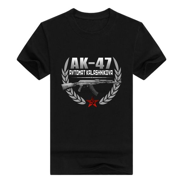 

новый ак-47 avtomat kalashnikova россии riffle black t shirt men