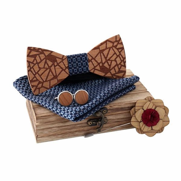 

1 комплект для мужчин плед деревянный bow tie set полосатый wood боути handkerchief запонки наборы с деревом box для мужчин свадьба подарок, Black;gray