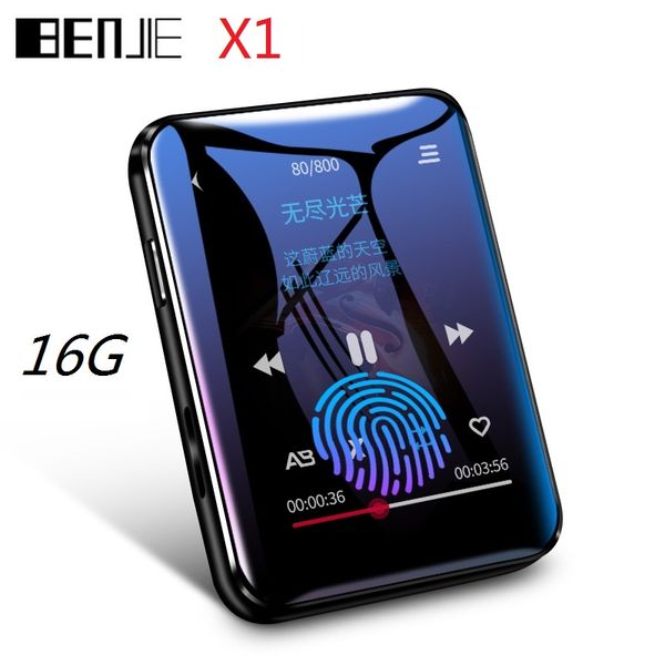 

benjie x1 mini bluetooth mp3 player 16gb/32gb 1.8 inch touch screen portable music video player with gift wired headphones