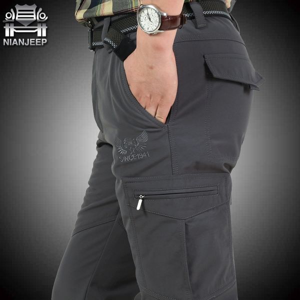 

winter work clothes casual nianjeep casual multi-pocket workwear quick-drying pants large size men's long pants s105 v2wfu, Blue