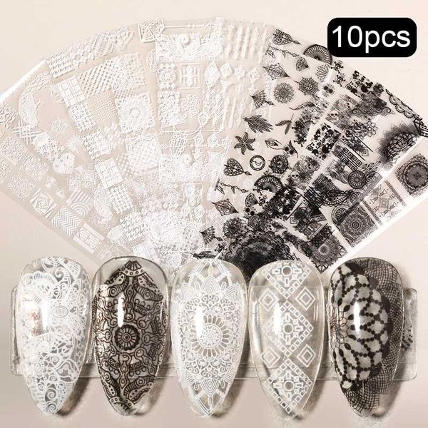 

stickers & decals black white nail foil mix butterfly flower transfer nails decal sliders for art decoration designs