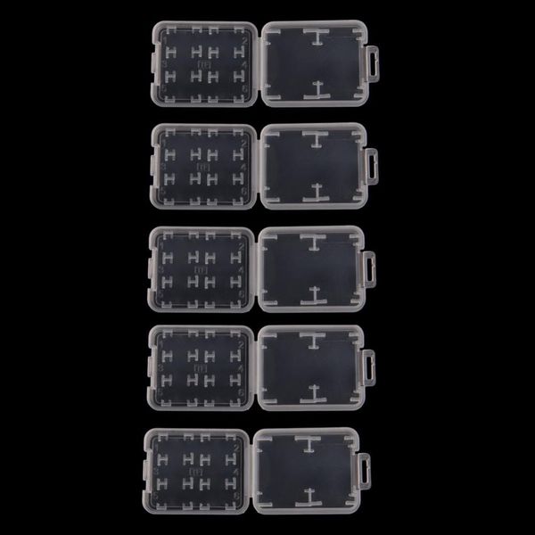 

rams 5pcs 8 in 1 plastic transparent standard sd sdhc memory card case holder box storage