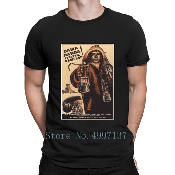 

soviet propaganda vintage poster t shirt kawaii breathable round collar character 100% cotton summer style novelty crazy shirt