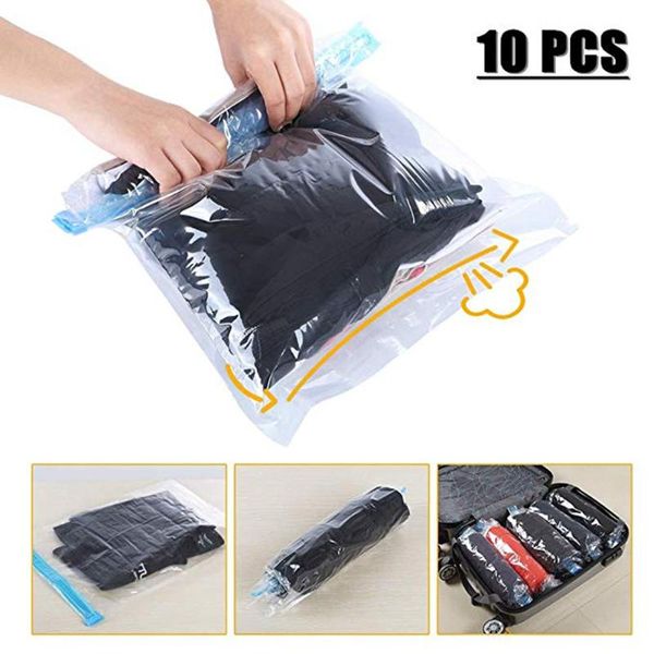 

storage drawers travel space saver bags reusable packing sacks (10 pack) no vacuum pump needed save 80%