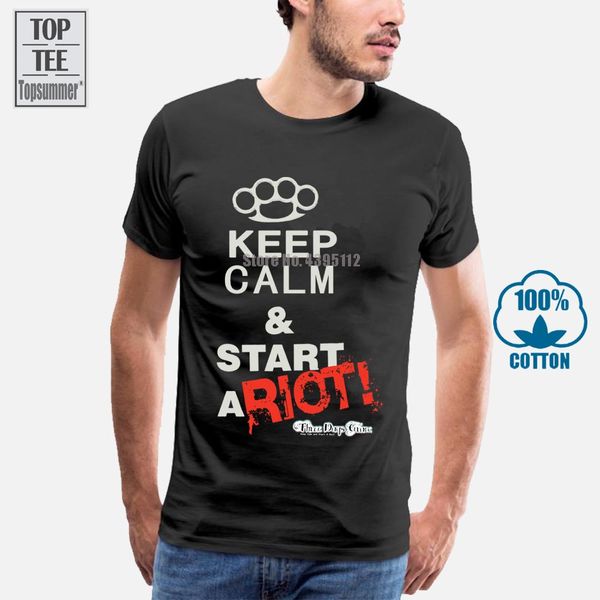 

three days grace keep calm black slim fit t shirt fashion o neck tee summer 2017 100% cotton pop cotton man t shirt