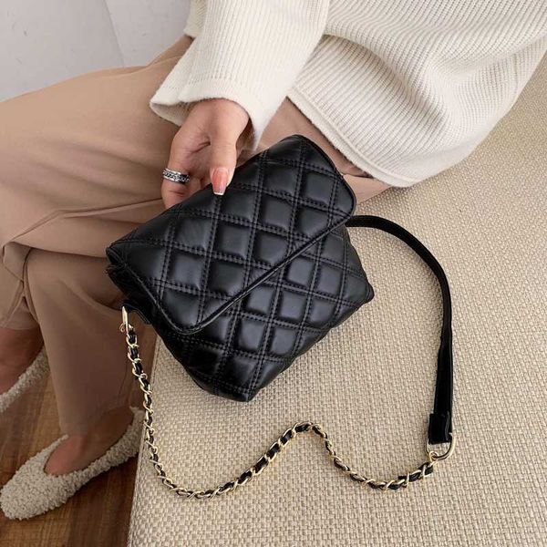

shoulder bags solid color pu leather crossbody for women 2021 small chain messenger bag lady designer luxury lattice handbags