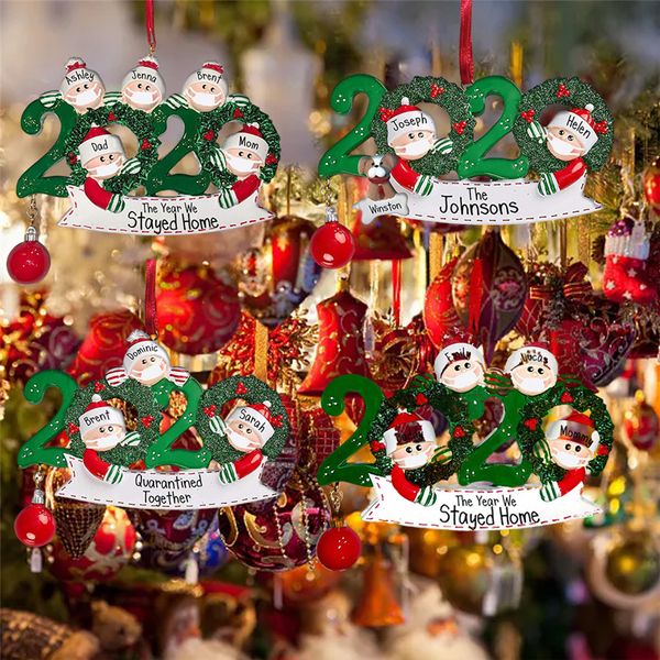 

quarantine christmas birthdays party decoration gift product personalized family of 4 ornament pandemic social distancing dwc2157