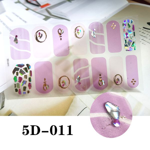 

14tips/sheet 5dnail sticker full coverage fresh pink gezuron color acrylic carved nail decal self-adhesive manicure tool, Black