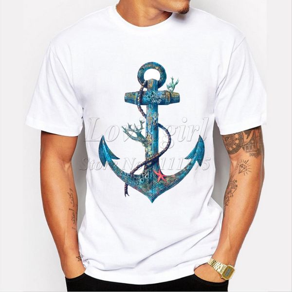 

latest 2018 men's fashion creative boathook printed t-shirt funny tee shirts hipster o-neck popular