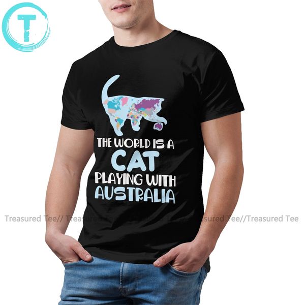 

kangaroo t shirt world is a cat playing australia t-shirt graphic 3xl tee shirt beach cute 100 cotton tshirt