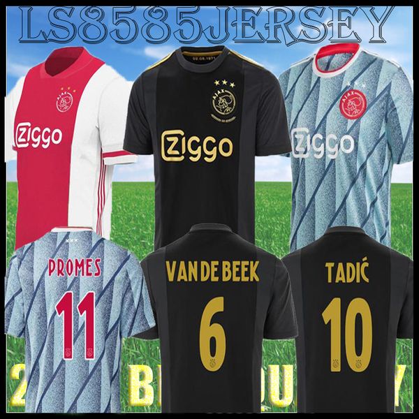

20 21 ajax amsterdam fc soccer jersey 2020 2021 promes álvarez tadic neres men kids kit football shirts uniforms blind third 50th, Black;yellow
