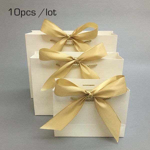 

10pcs gift box packaging gold handle paper gift bags kraft paper wedding favors for guests baby shower birthday party decoration